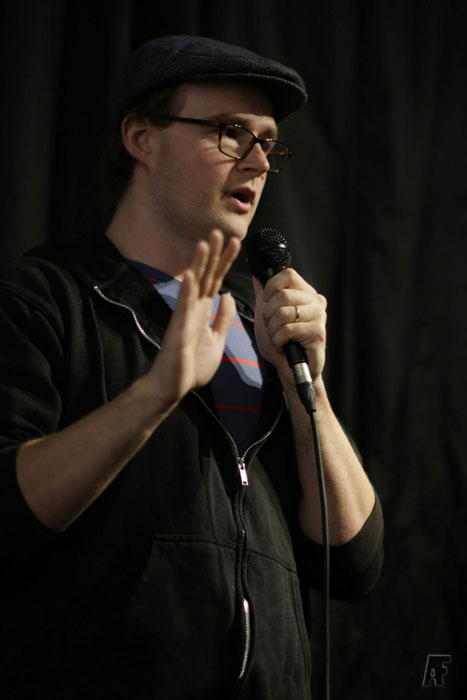 Performing comedy. Photo: Adam Freiden