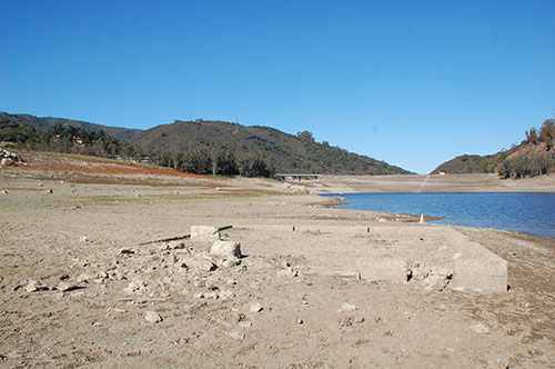 The foundation of another old Lexington building is revealed by the low waters. October, 2014. Photo © Mobile Ranger.
