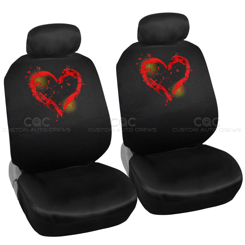 Red Love Heart Seat Cover for Car SUV Front Rear Set