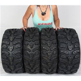 Full set of Kenda Bear Claw HTR Radial (8ply) 25x8-12 and 25x10-12 ATV Tires  (4) | 63582