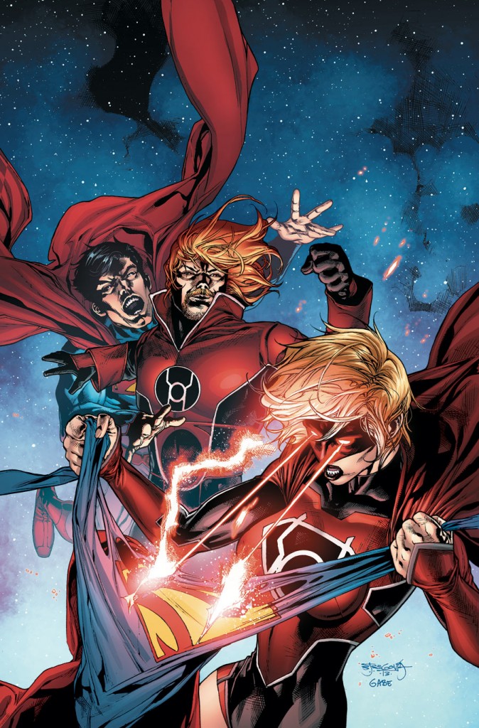 Supergirl will be a member of the Red Lanterns for the foreseeable future. Issue 29 cover by Vitti.