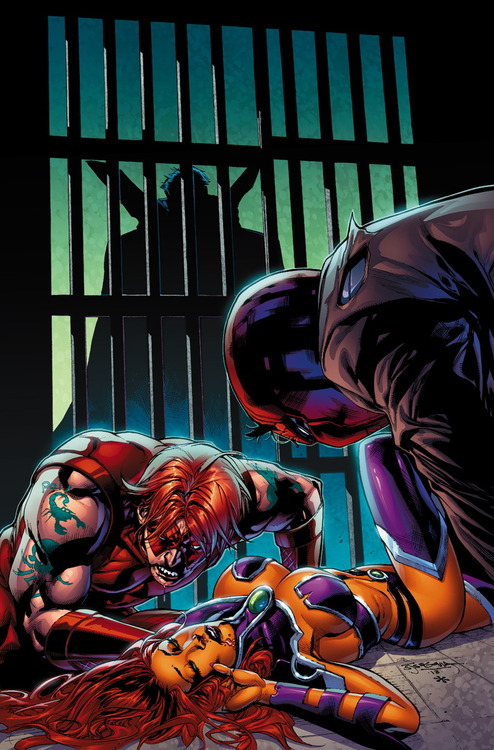 Cover to Red Hood and the Outlaws #26 by Stephen Segovia.