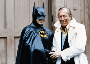 Bob Kane with Micheal Keaton on the first Batman Film