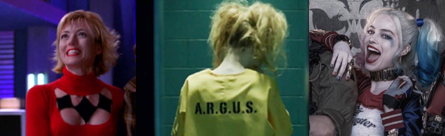 Mia Sara, Cassidy Alexa, and Margot Robbie as the Clown Princess of Crime