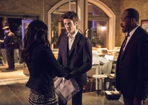 The Flash -- "The Darkness and the Light" -- Image FLA205B_0019b.jpg -- Pictured (L-R): Candice Patton as Iris West, Grant Gustin as Barry Allen and Jesse L. Martin as Detective Joe West -- Photo: Cate Cameron/The CW -- é 2015 The CW Network, LLC. All rights reserved.