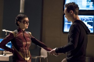 The Flash -- "Trajectory" -- Image FLA216b_0060b -- Pictured (L-R): Allison Paige as Trajectory and Tom Cavanagh as Harrison Wells -- Photo: Katie Yu/The CW -- é 2016 The CW Network, LLC. All rights reserved.