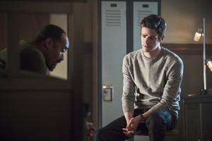 The Flash -- "Versus Zoom" -- Image: FLA218A_0230b.jpg -- Pictured (L-R): Jesse L. Martin as Detective Joe West and Grant Gustin as Barry Allen -- Photo: Cate Cameron/The CW -- é 2016 The CW Network, LLC. All rights reserved.