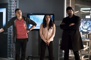 The Flash -- "The Race of His Life" -- Image: FLA223a_0128b.jpg -- Pictured (L-R): Keiynan Lonsdale as Wally West, Candice Patton as Iris West and Jesse L. Martin as Detective Joe West -- Photo: Katie Yu/The CW -- é 2016 The CW Network, LLC. All rights reserved.