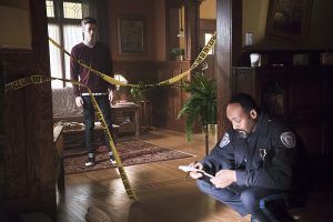 The Flash -- " The Runaway Dinosaur" -- Image: FLA221a_0109b.jpg -- Pictured (L-R): Grant Gustin as Barry Allen and Jesse L. Martin as Detective Joe West -- Photo: Katie Yu/The CW -- é 2016 The CW Network, LLC. All rights reserved.
