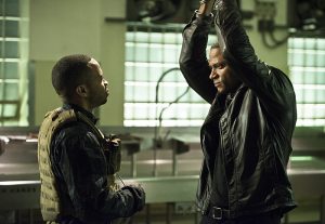 Arrow -- " Genesis" -- Image AR420a_0074b.jpg -- Pictured (L-R): Eugene Byrd as Andy Diggle and David Ramsey as John Diggle -- Photo: Diyah Pera/The CW -- é 2016 The CW Network, LLC. All Rights Reserved.