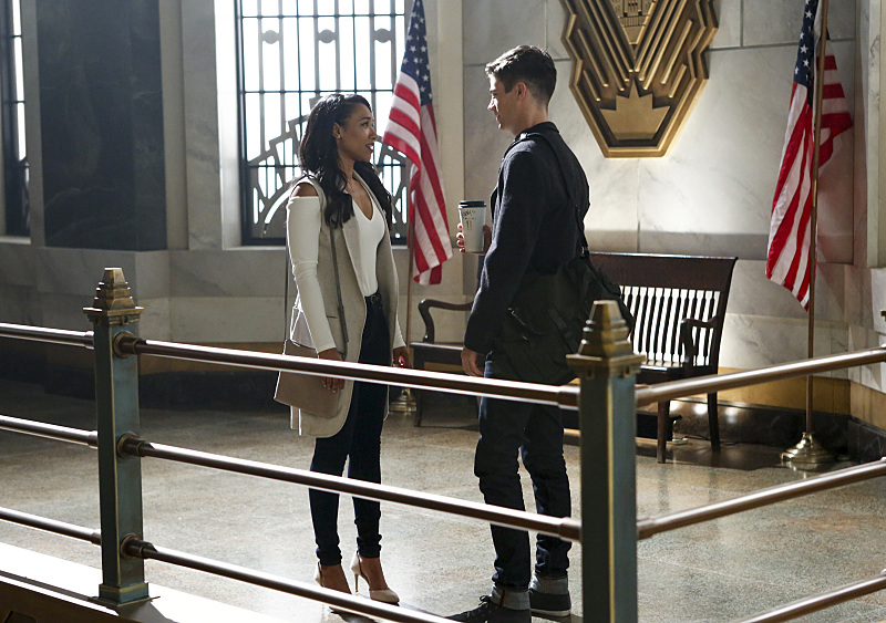 The Flash -- "Magenta" -- Image: FLA303b_0005b.jpg -- Pictured (L-R) Candice Patton as Iris West and Grant Gustin as Barry Allen -- Photo: Bettina Strauss/The CW -- é 2016 The CW Network, LLC. All rights reserved.