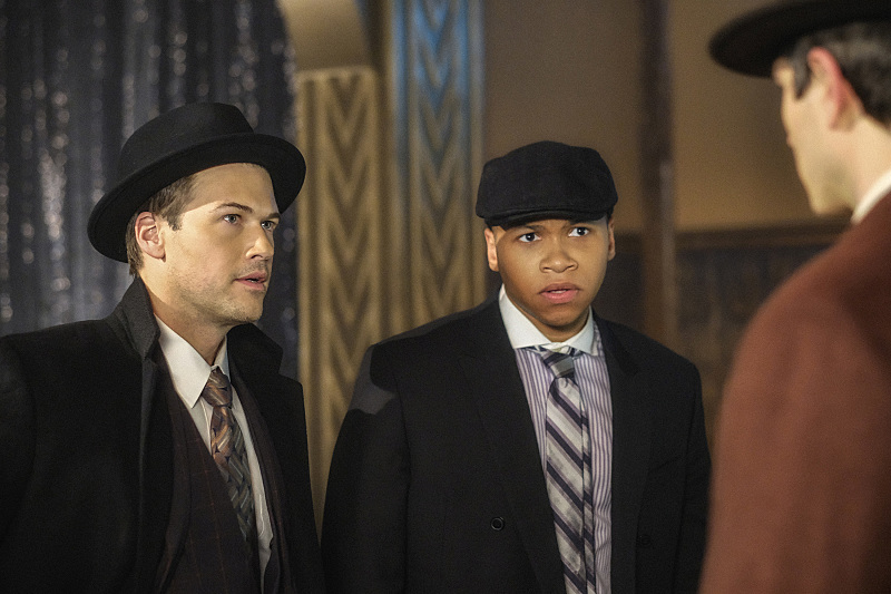 DC's Legends of Tomorrow --"The Chicago Way"-- LGN208b_0289.jpg -- Pictured (L-R): Nick Zano as Nate Heywood/Steel and Franz Drameh as Jefferson "Jax" Jackson -- Photo: Robert Falconer/The CW -- é 2016 The CW Network, LLC. All Rights Reserved