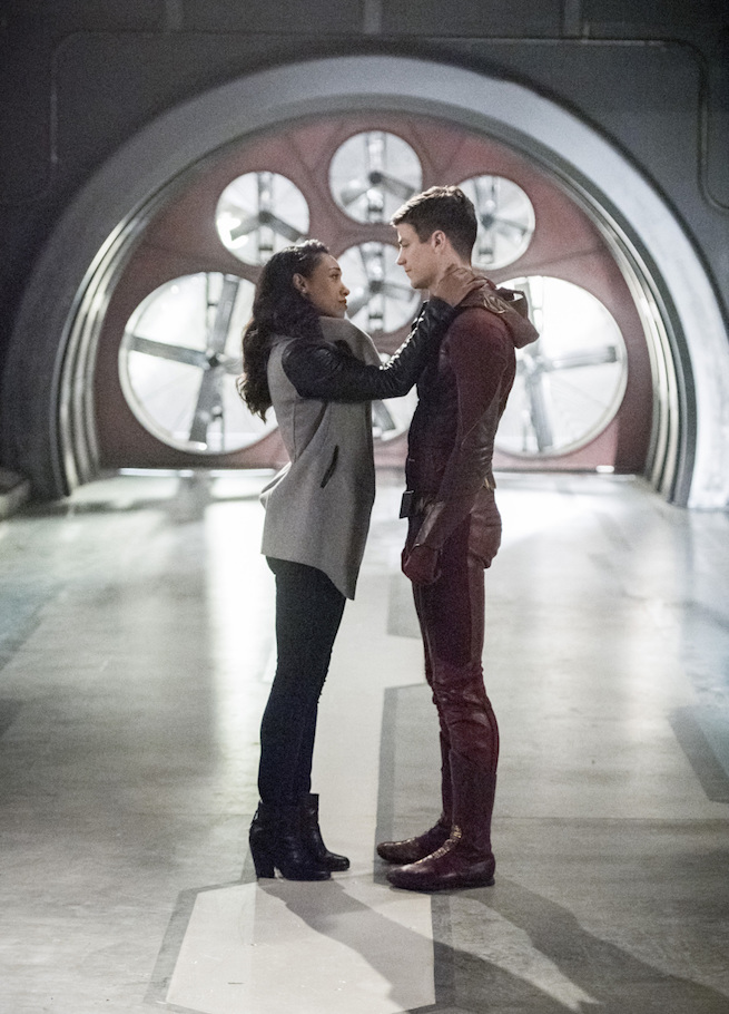 The Flash -- "Infantino Street" -- FLA322a_0201b.jpg -- Pictured (L-R): Candice Patton as Iris West and Grant Gustin as Barry Allen -- Photo: Dean Buscher /The CW -- é 2017 The CW Network, LLC. All rights reserved.