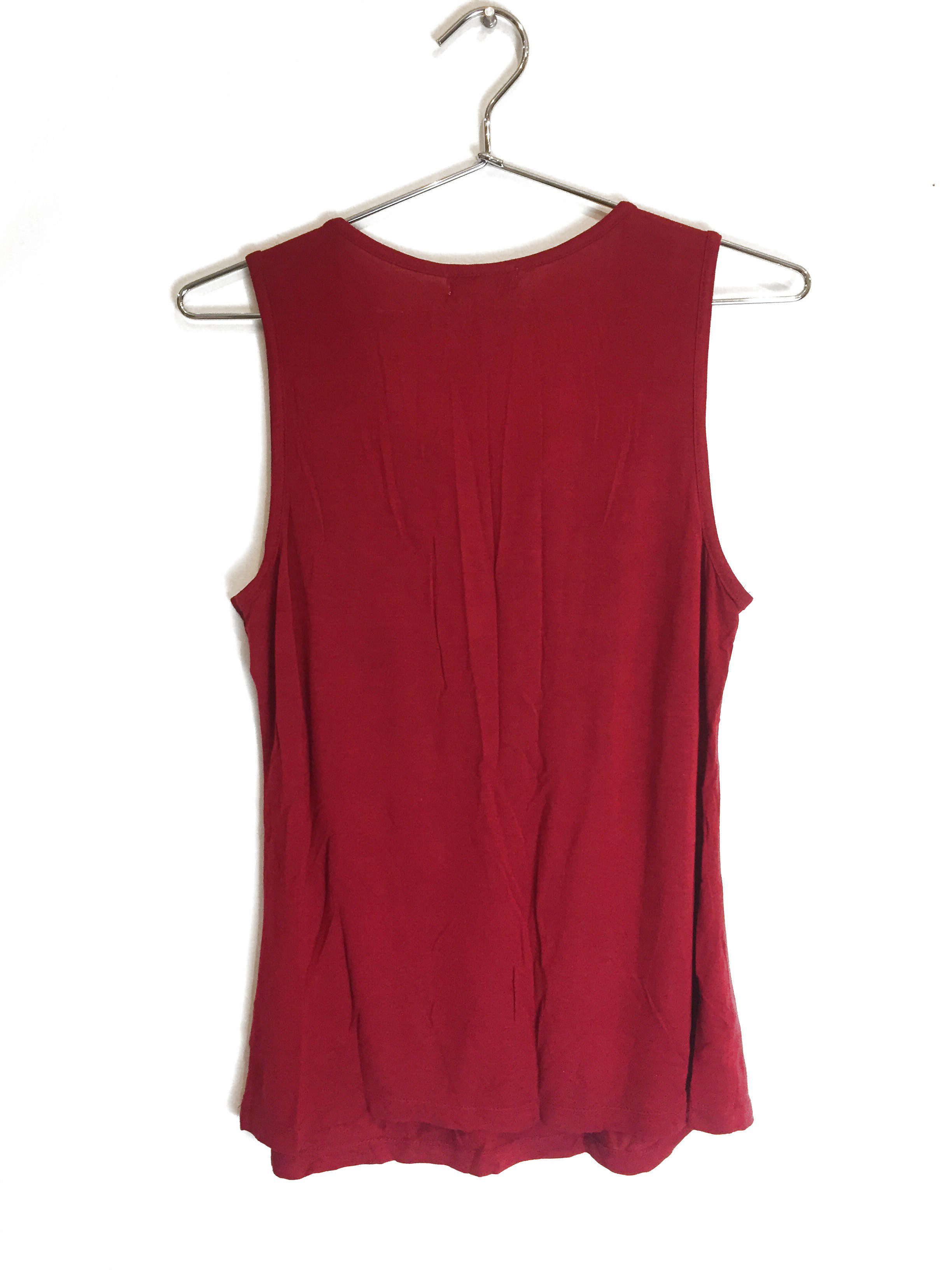 New One World Womens Sleeveless Crochet Tank Top Blouse Dark Red Plus Size $45