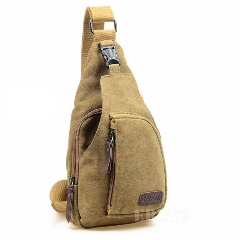 Men Canvas Backpack Women Shoulder Sling Chest Hiking Bicycle Gym