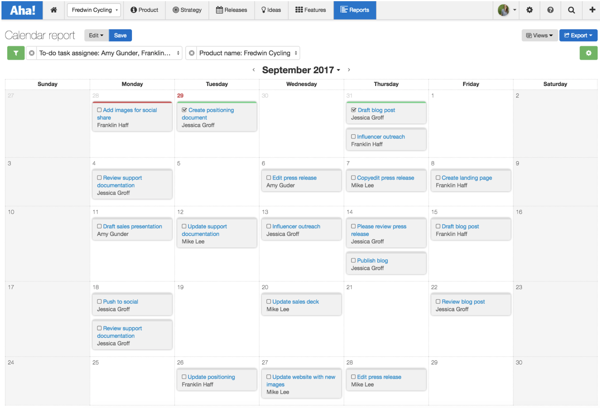 Workflow calendar