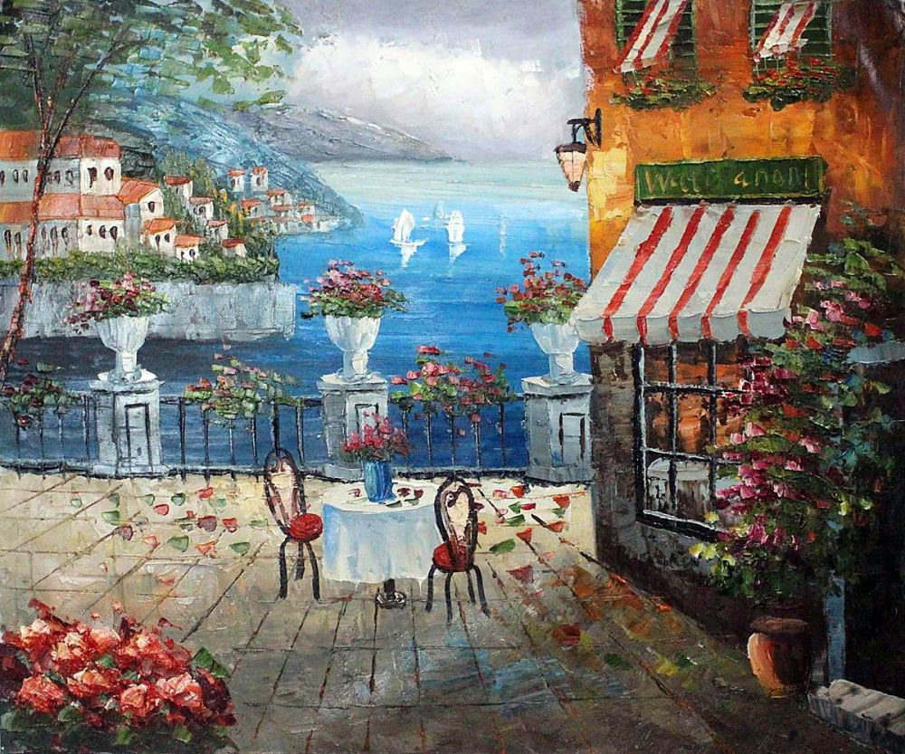 Cafe Italy Canvas Art & Reproduction Oil Paintings