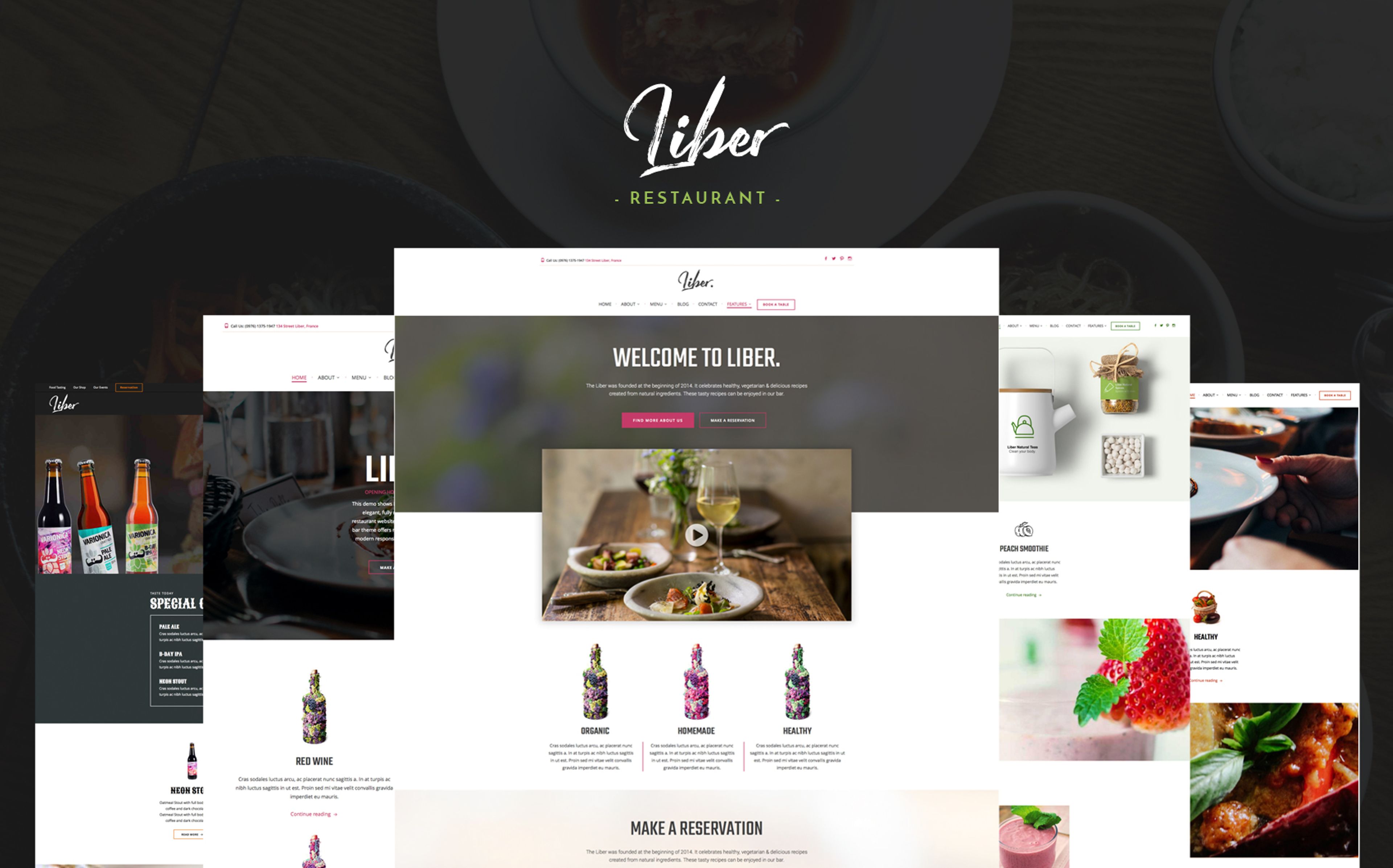 Liber - Restaurant & Bar Premium WordPress Theme Small Screenshot Liber - Restaurant & Bar WordPress Theme