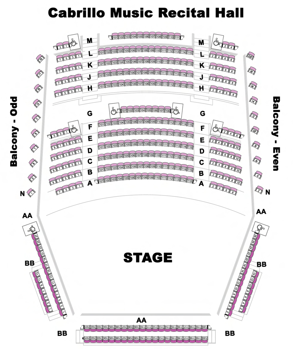 Cabrillo College Samper Recital Hall Seating Map