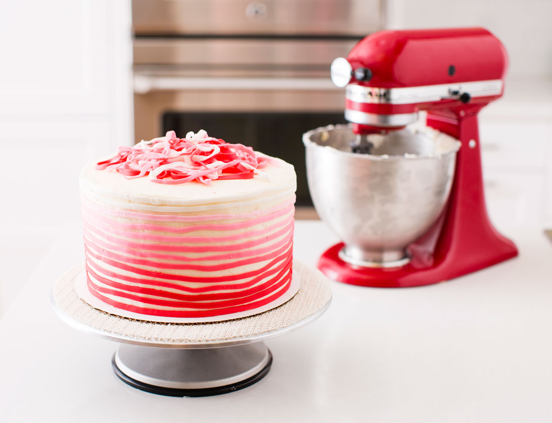 Stand Mixers FTW How to Make an Epic Valentine’s Striped Cake Brit + Co