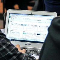 Screenshot on laptop of planning software