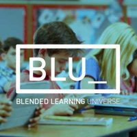 Blended Learning Universe logo with students in background