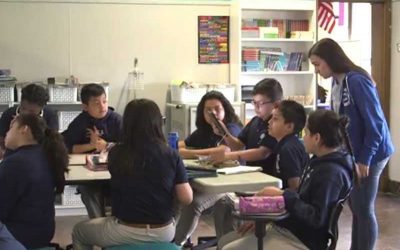 Photo of group of students working together at a table