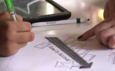 Photo of Road to Success chart with student and teacher hands implying explanation