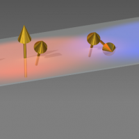 graphic showing electrons and magnetic moments of atoms
