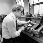 photo of Rolf Sabersky with spectrophotometer