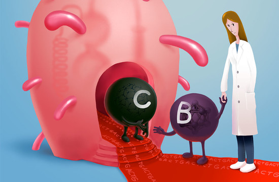 artist’s interpretation of a scientist introducing boron to the carbon-based chemistry of life
