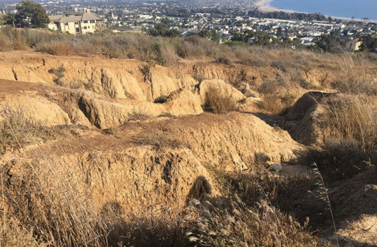 Gullies in a hillside above Ventura as seen from the Frosh Camp geology hike.