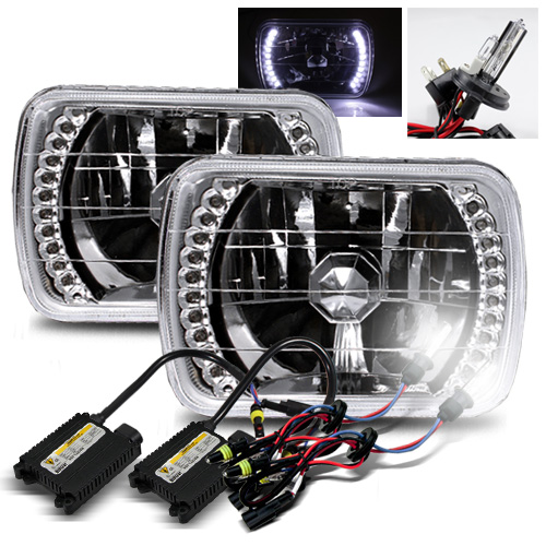 6000K H42 Xenon HID Conversion Kit/7x6 H6054 White LED Chrome Crystal