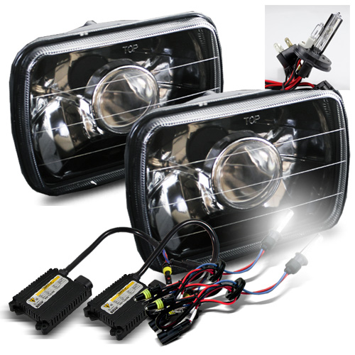 7x6 Black/Chrome Glass Projector Headlights/6000K H42 Xenon HID