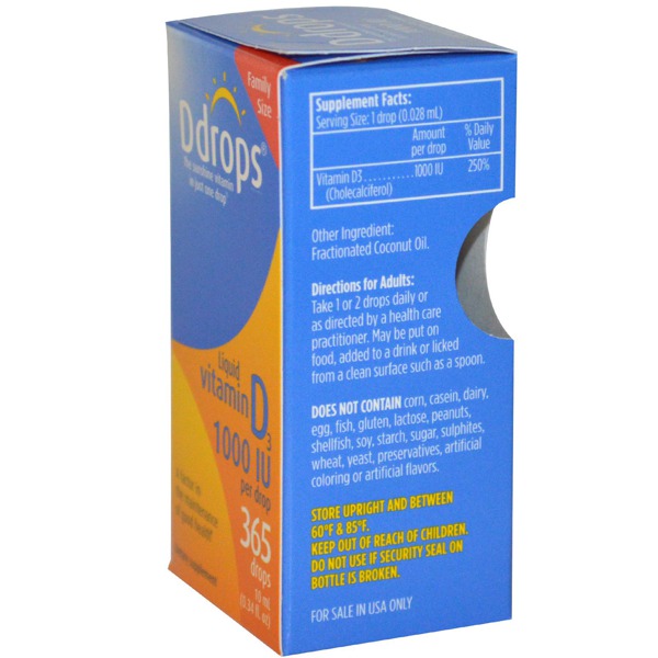 Ddrops Liquid Vitamin D3 1000 IU 1Source