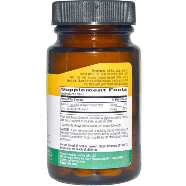 Country Life Zinc Picolinate 25 Mg 1Source
