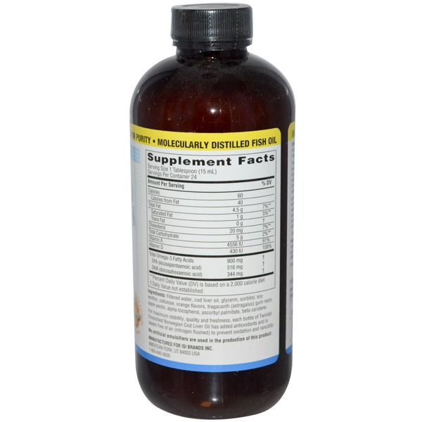 Twinlab Emulsified Norwegian Cod Liver Oil Orange 1Source