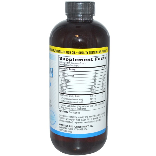 Twinlab Norwegian Cod Liver Oil Unflavored 1Source