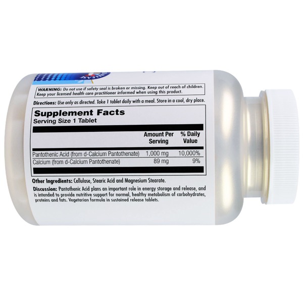 KAL Pantothenic Acid 1000 Mg 1Source