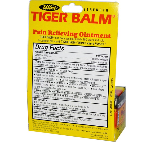 Tiger Balm, Ultra Strength Pain Relieving Ointment, NonStaining, 0.63