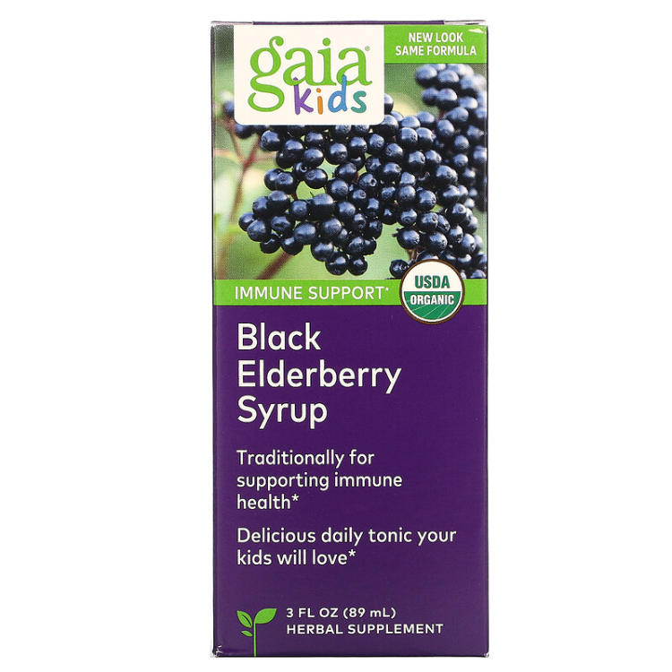 Gaia Herbs Kids Black Elderberry Syrup AlcoholFree Formula 1Source