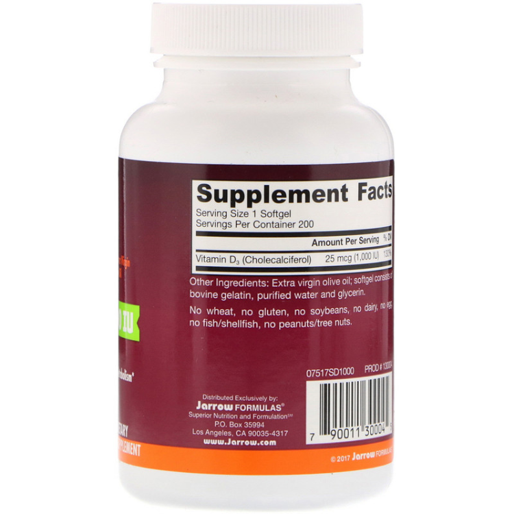 Jarrow Formulas Vitamin D3 1000 IU 1Source