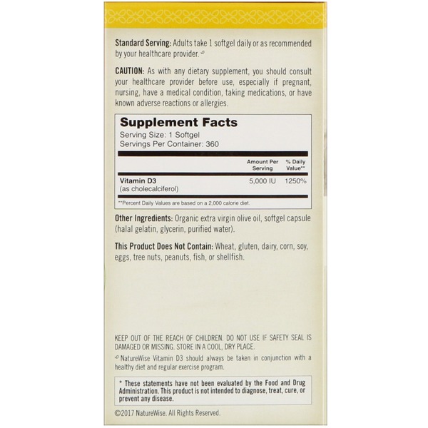 Naturewise Vitamin D3 5000 IU 1Source