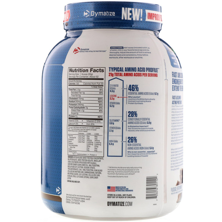 Dymatize Nutrition Elite XT Protein Powder Fudge Brownie 1Source