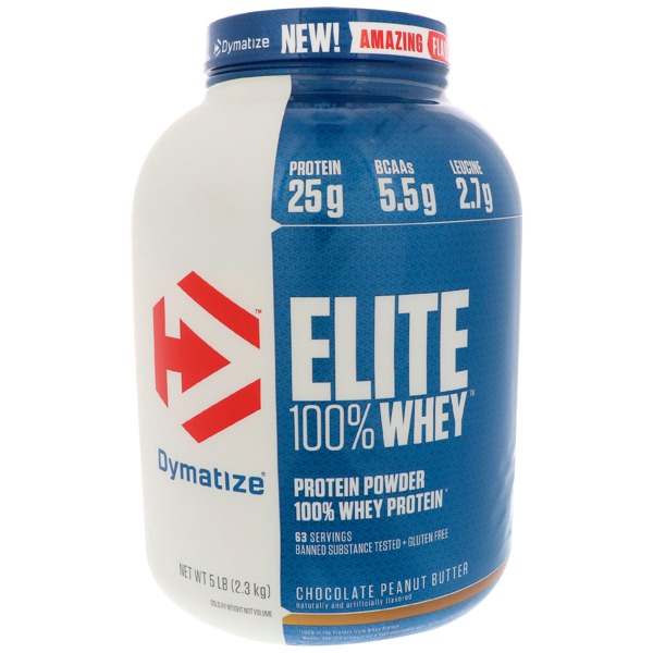 Dymatize Nutrition, Elite 100 Whey Protein, Chocolate Peanut Butter, 5