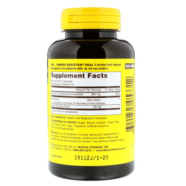 Mason Natural Probiotic Acidophilus With Pectin 1Source