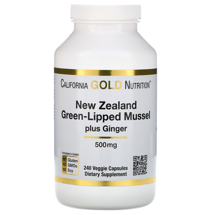 California Gold Nutrition New Zealand GreenLipped Mussel Plus Ginger