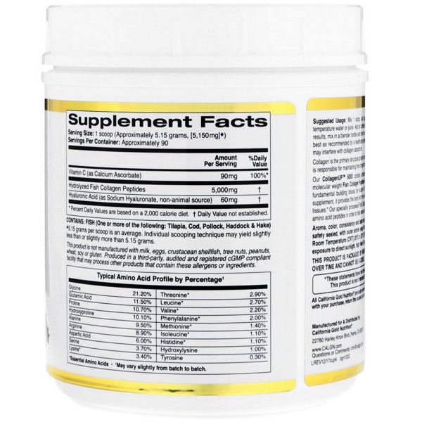 California Gold Nutrition Collagen UP 5000 Marine-Sourced Collagen ...