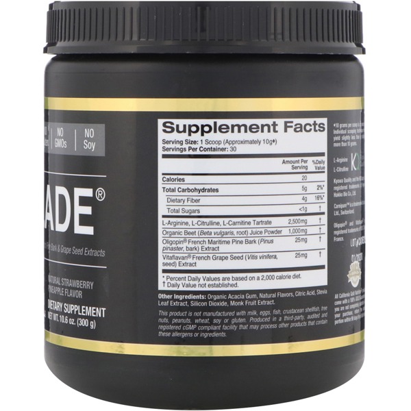California Gold Nutrition Citrulade LArginine Formula Natural