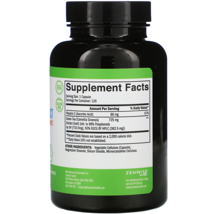 Zenwise Health, CaffeinFree Green Tea Extract With EGCG + Vitamin C